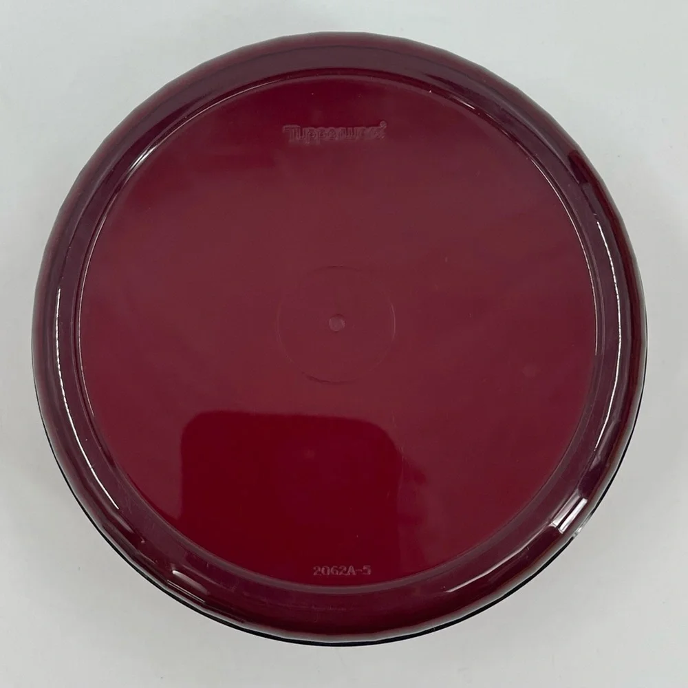 Tupperware Preludio Candy Dish With Lid Cranberry Acrylic 2062A-6 & 2063A-6 NEW!